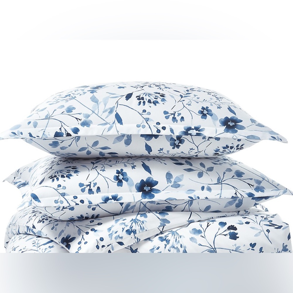 2 SKY Gracie Euro Shams in White & Blue, New in Box